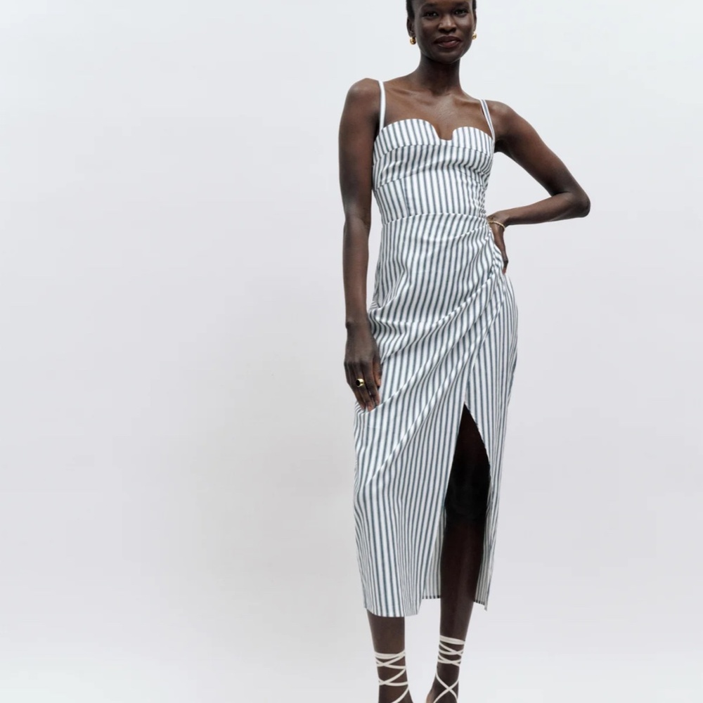 REFORMATION Striped Midi Bustier Dress Size 8 - LIKE NEW